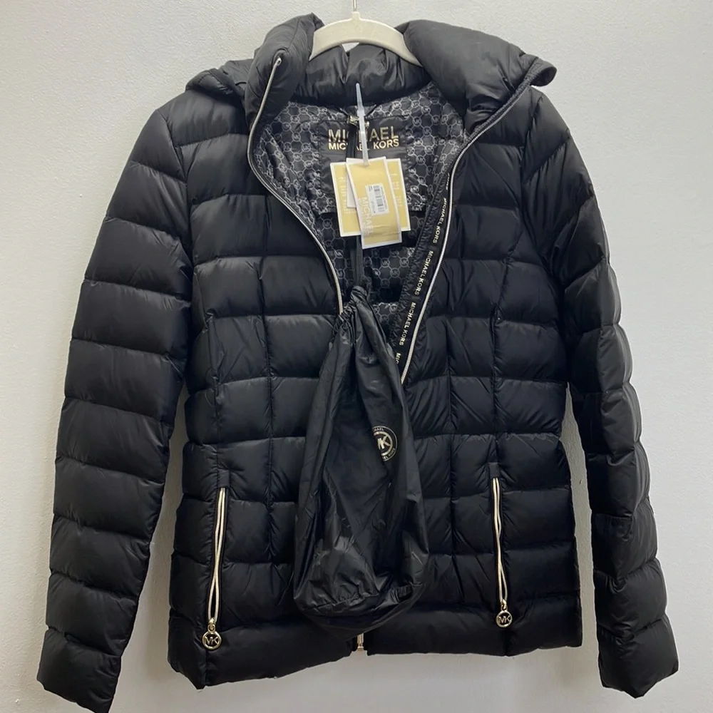 Michael Kors Women's Hooded Packable Down Shine Puffer Coat Size Small New_2